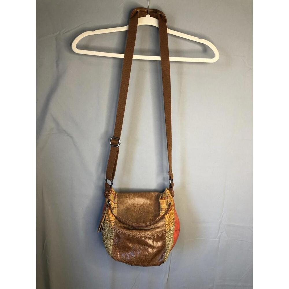 The Sak Vintage Crossbody Bag Magnetic Closure Leather Colorful Y2K Hippie Boho